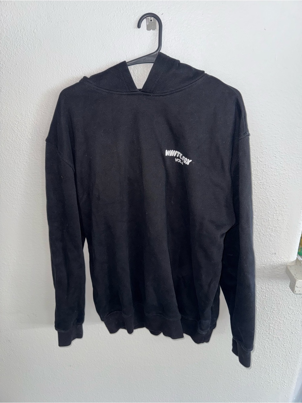 White Fox Boutique Black Hooded Sweatshirt with White Chest Logo